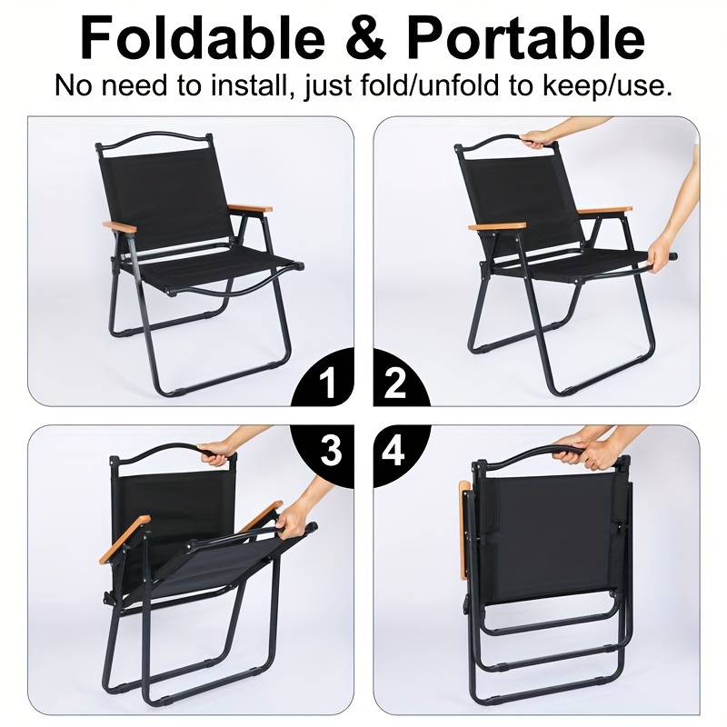   for adults with handle and storage bag large size 264lbs load bearing collapsible outdoor furniture for leisure beach picnic hiking fishing color black details 5