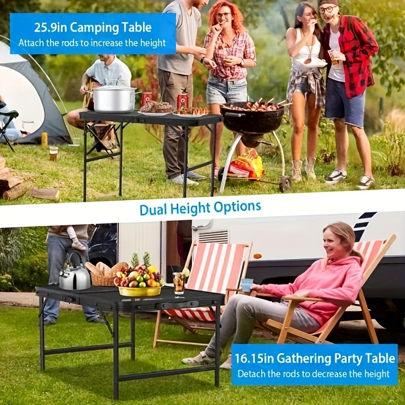 35 62x23 42x25 9in foldable camping table collapsible picnic aluminum alloy grill stand 88lbs max load height adjustable bbq table details 0
