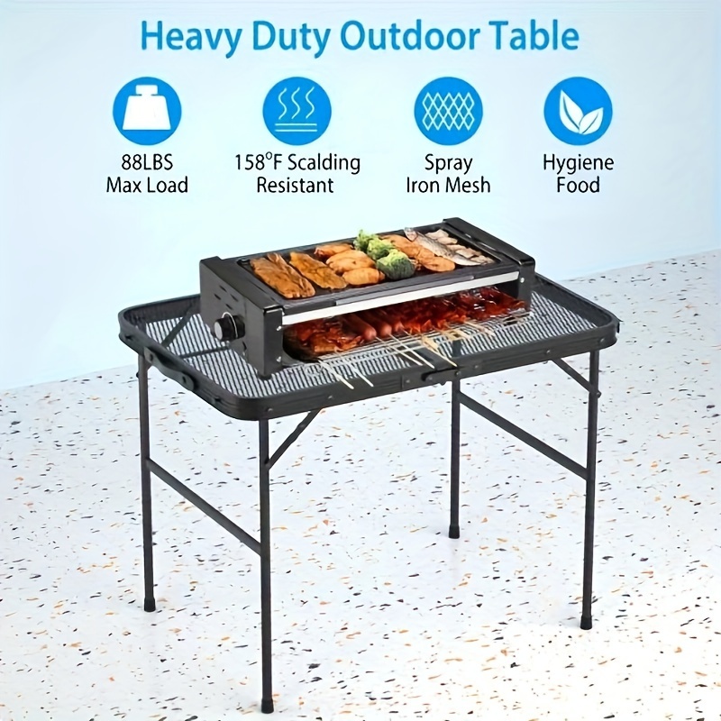 35 62x23 42x25 9in foldable camping table collapsible picnic aluminum alloy grill stand 88lbs max load height adjustable bbq table details 3
