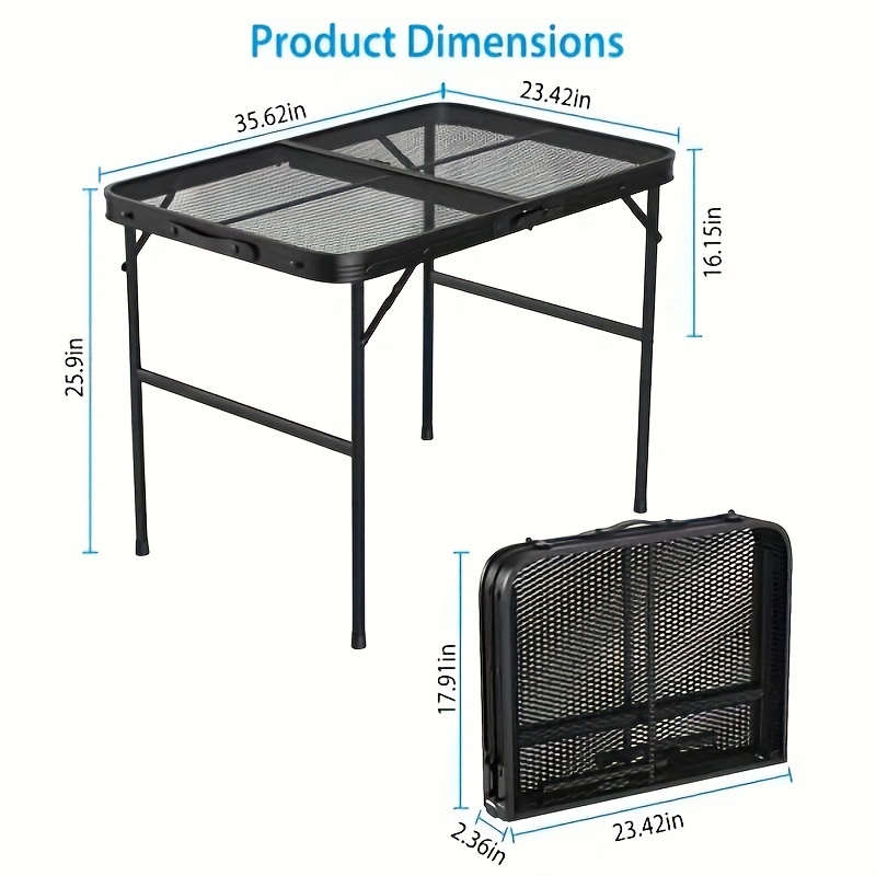 35 62x23 42x25 9in foldable camping table collapsible picnic aluminum alloy grill stand 88lbs max load height adjustable bbq table details 4
