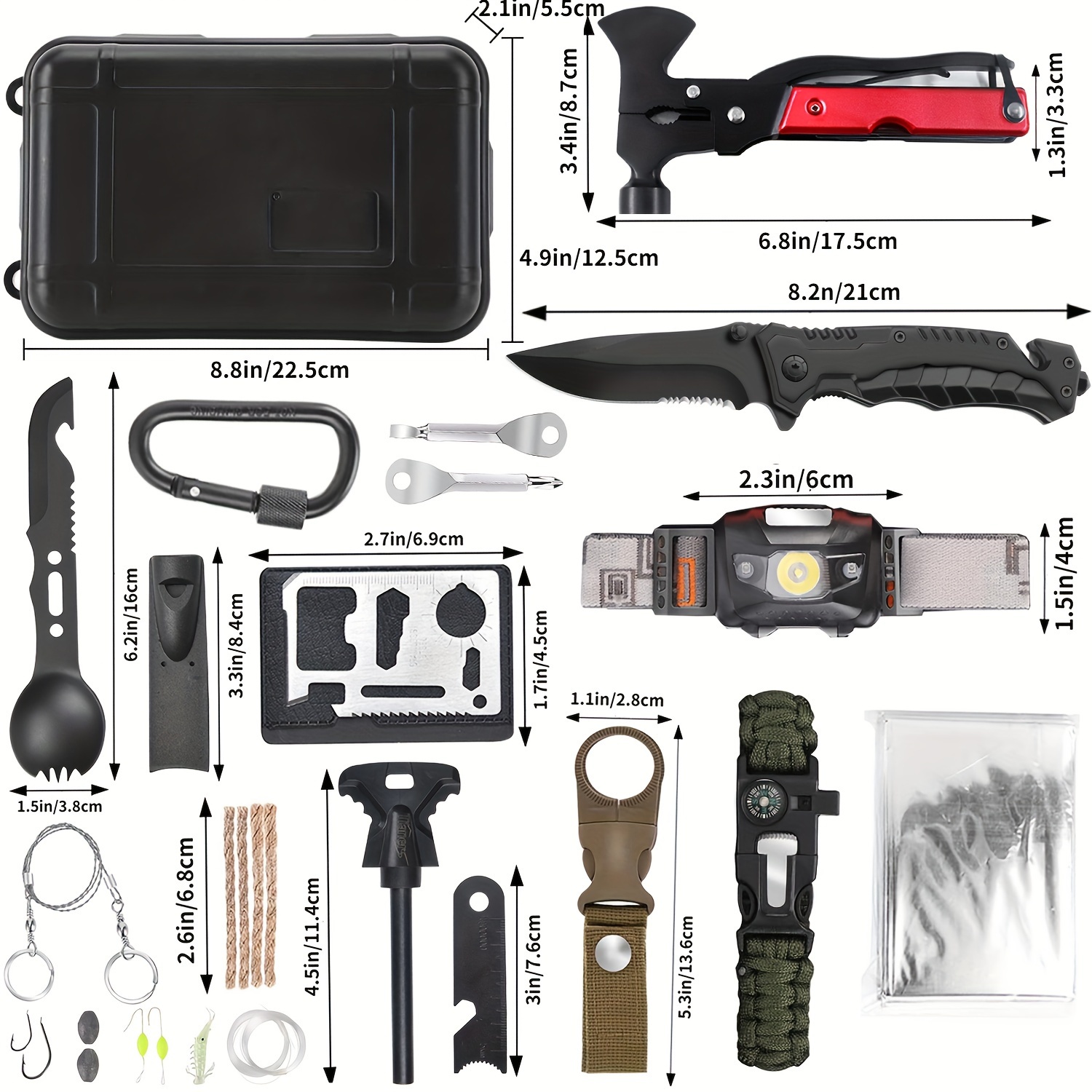gifts for men dad husband boyfriend 30 in 1 survival gear and equipment emergency survival aid kit for camping hiking hunting fishing details 0
