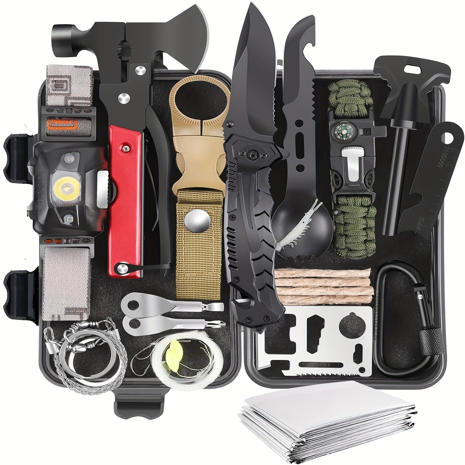gifts for men dad husband boyfriend 30 in 1 survival gear and equipment emergency survival aid kit for camping hiking hunting fishing details 1