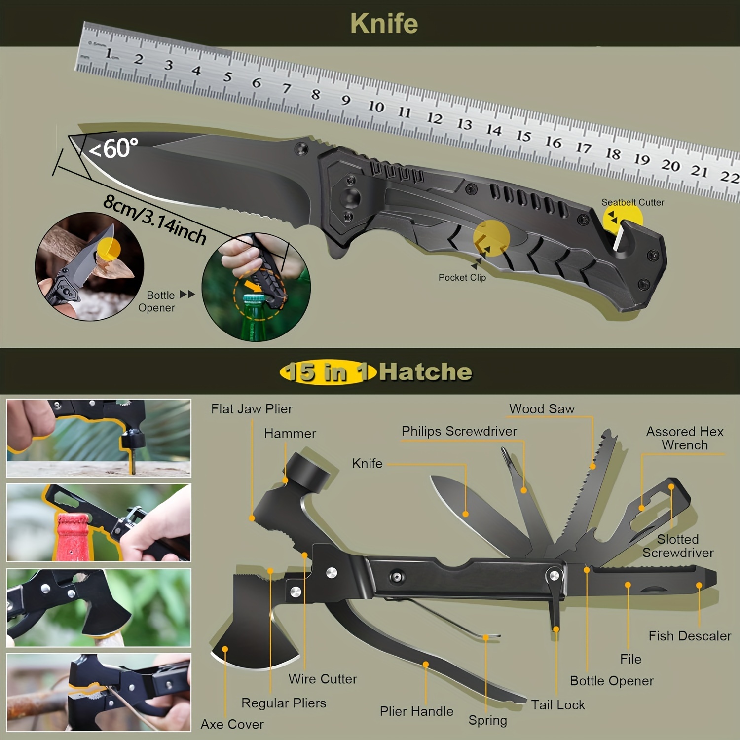 survival kit 28 in 1 survival tool for camping hiking and exploring great holiday gift for dad husband boyfriend details 1