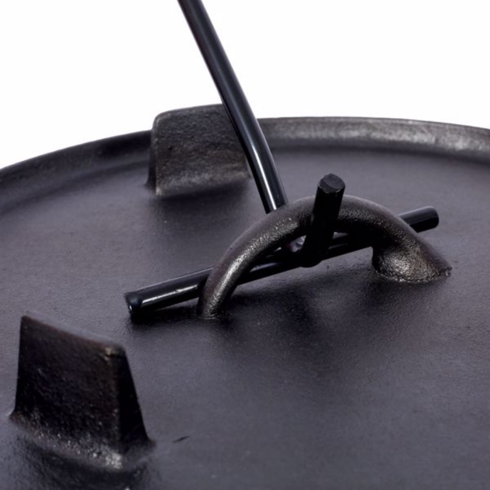 pre seasoned cast iron dutch oven with skillet lid outdoor camping deep pot for camping fireplace cooking bbq baking campfire leg base 8 quart details 5