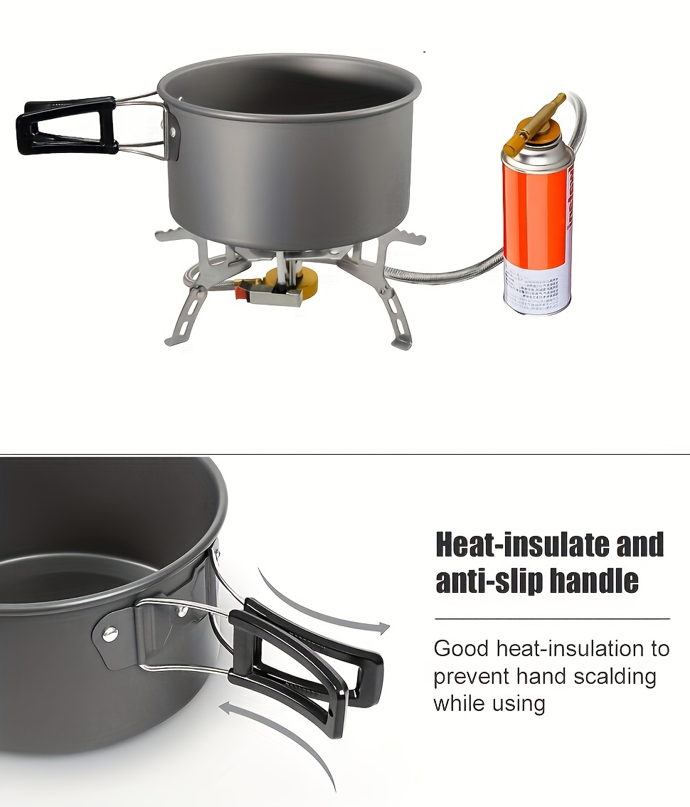 3 piece lightweight camping cookware set aluminum outdoor with pots pans kettle perfect for hiking backpacking and picnics details 1