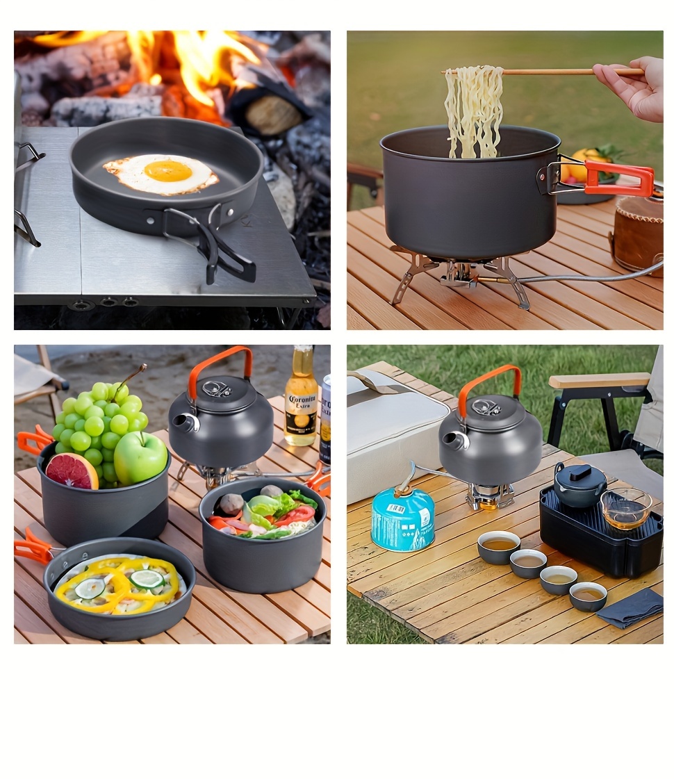 3 piece lightweight camping cookware set aluminum outdoor with pots pans kettle perfect for hiking backpacking and picnics details 5