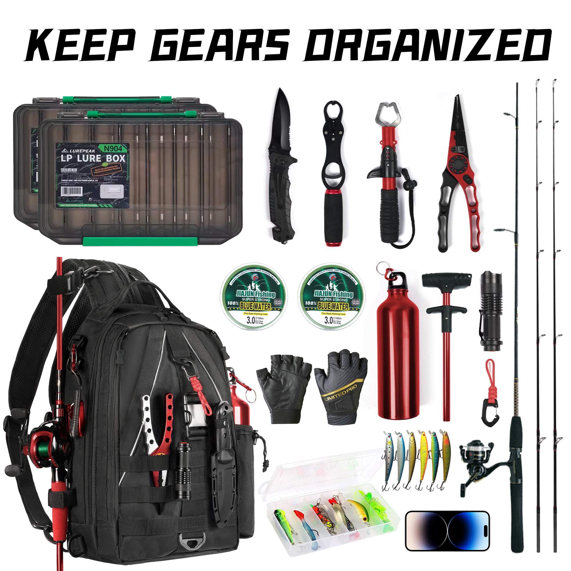 fishing backpack tackle sling bag fishing backpack with rod holder tackle box for men women details 0