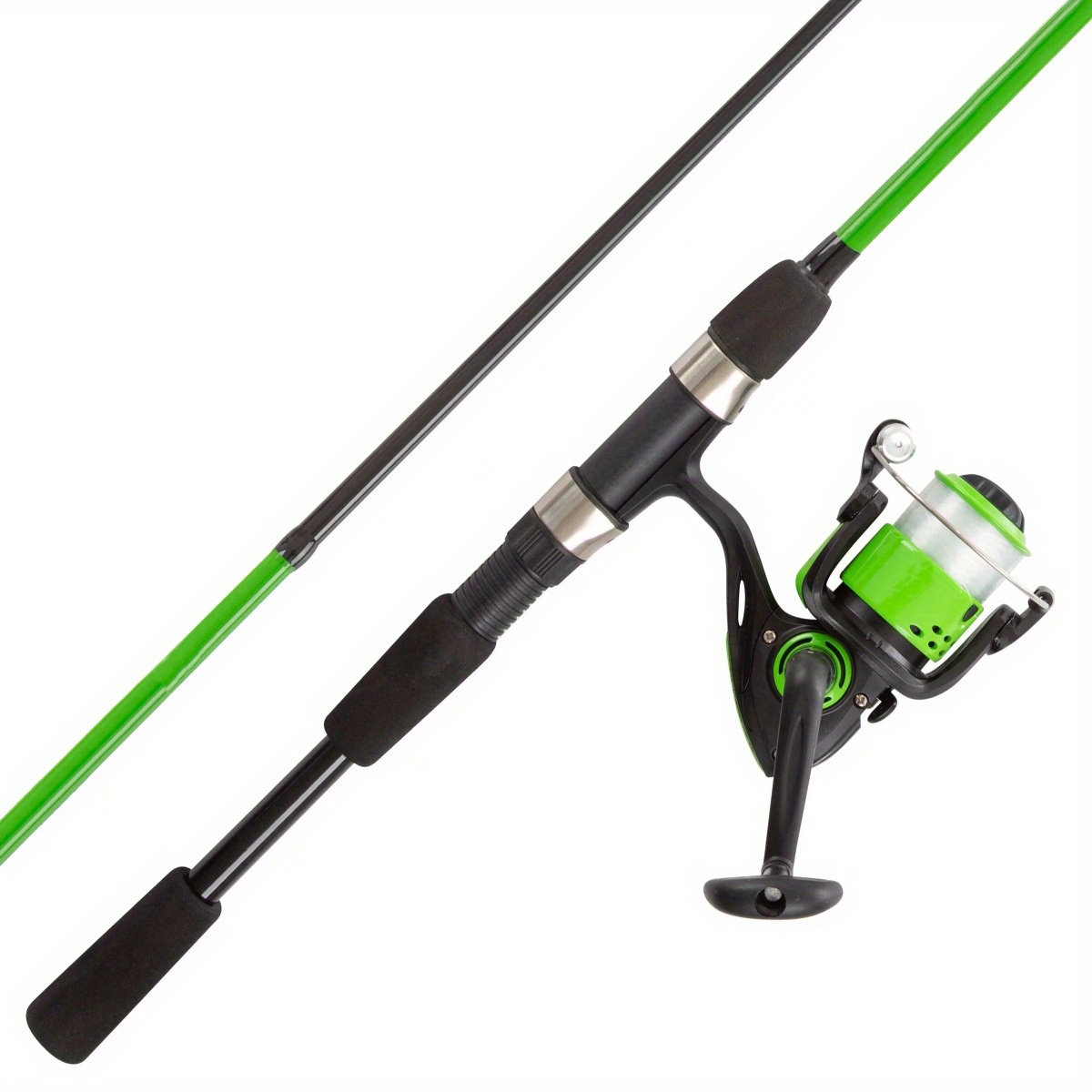 beginner spinning fishing rod reel fiberglass pole details 0